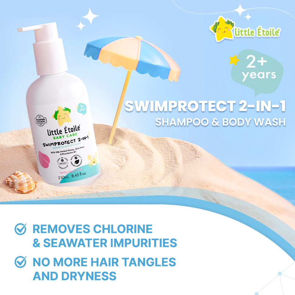 SwimProtect 2-in-1 Shampoo & Body Wash, Chlorine Removal, for 2+ Years