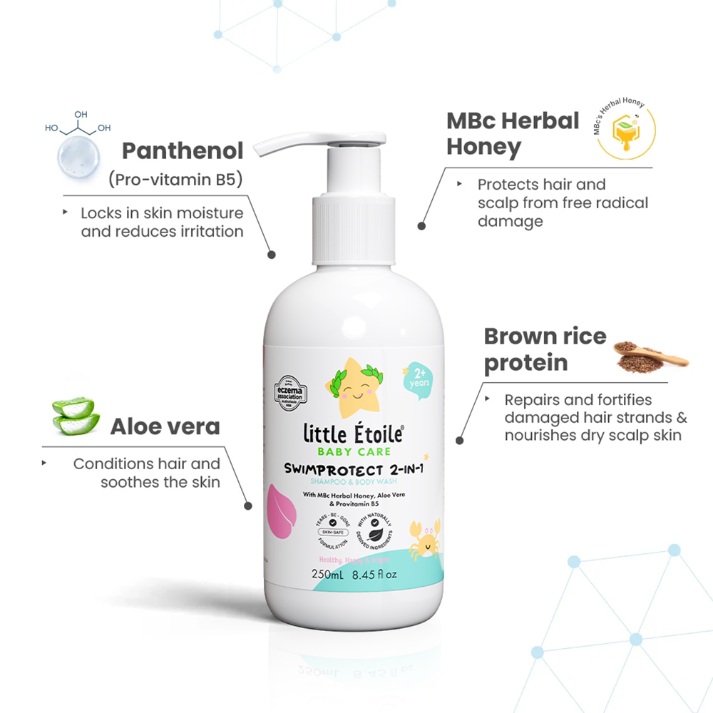 SwimProtect 2-in-1 Shampoo & Body Wash, Chlorine Removal, for 2+ Years