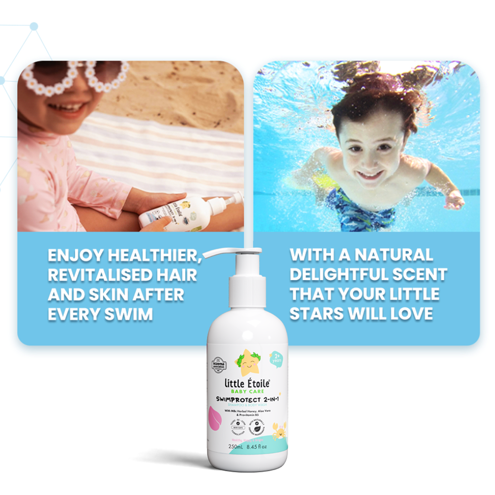 SwimProtect 2-in-1 Shampoo & Body Wash, Chlorine Removal, for 2+ Years