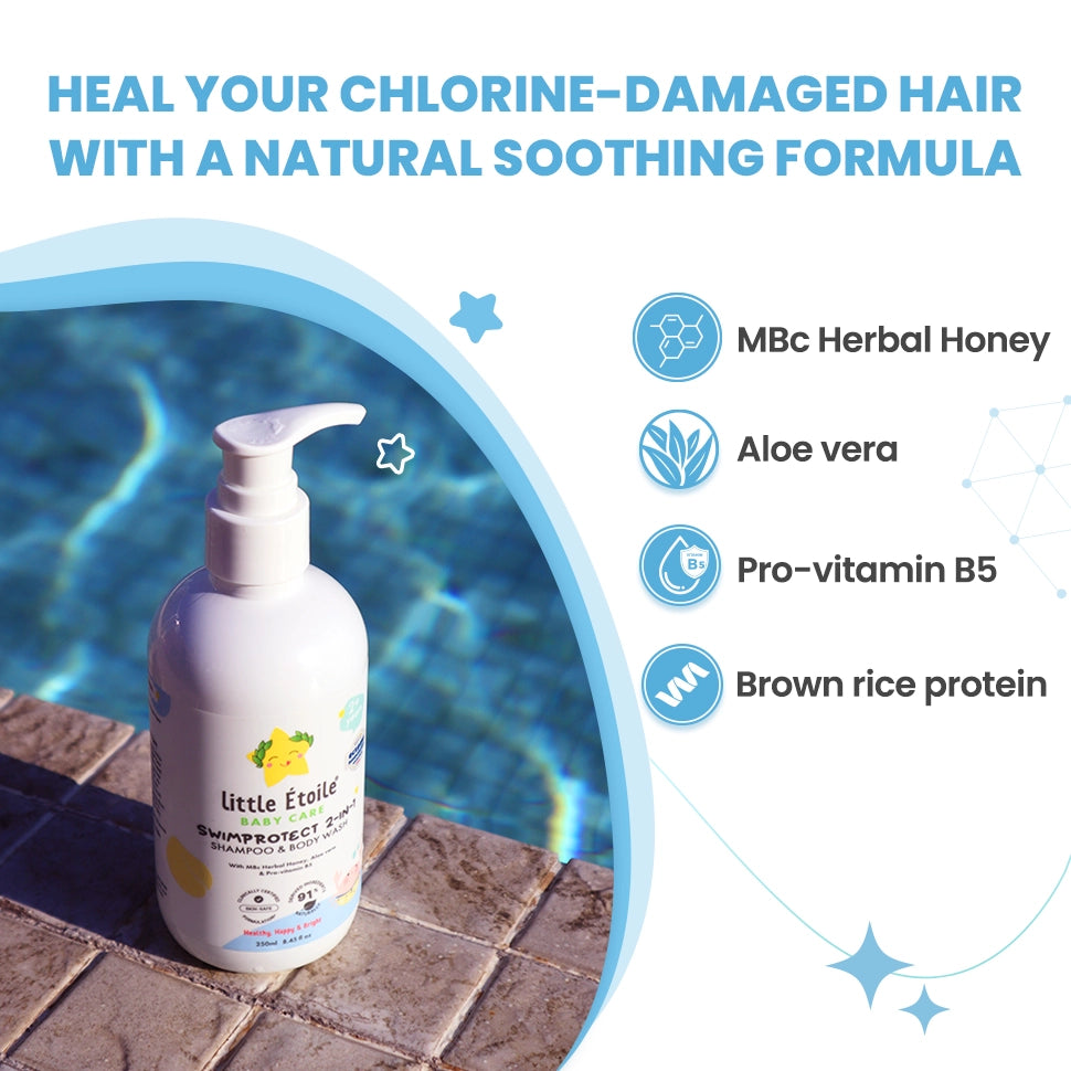 SwimProtect 2-in-1 Shampoo & Body Wash, Chlorine Removal, for 2+ Years